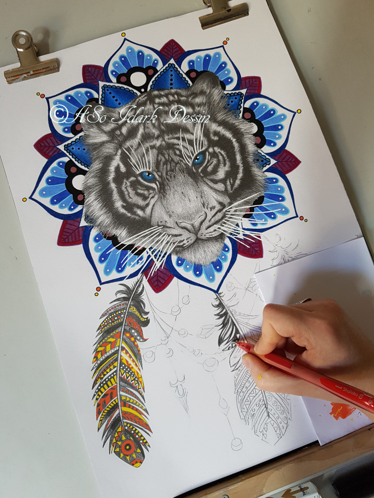 1348 E WIP 5 Tigre Dreamcatcher Attrape rêve Dessin ...